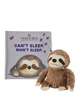 Warmies Fully Heatable 9" Sloth &Amp; Cant Sleep Wont Sleep Book - Grey