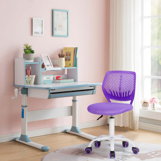 Children Study Chair Ergonomic Comfortable Armless Desk Chair Casters