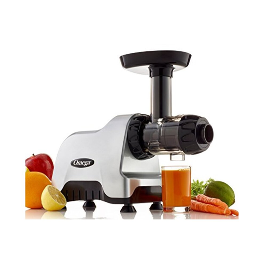 Omega Compact Slow Speed Multi-Purpose Nutrition System Juicer with Quiet Motor Creates Continuous Fresh Healthy Fruit and Vegetable Juice at 80 RPM,