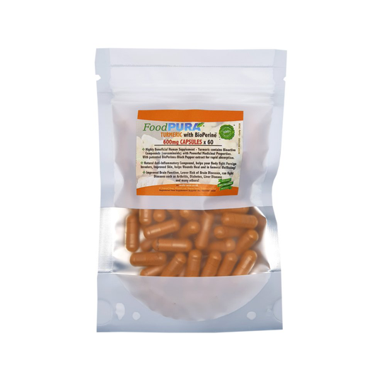 FoodPURA Turmeric Curcumin & Bioperine 600mg Capsules x 60