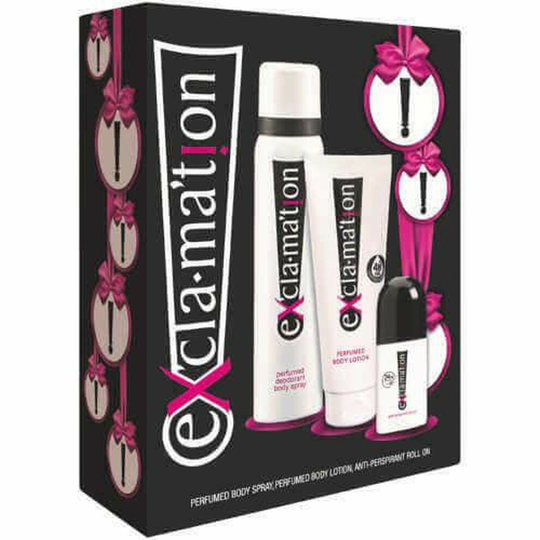 Coty Exclamation Gift Set 15ml Cologne + 90ml Body Spray + 115ml Body Lotion