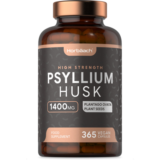 Psyllium Husk 1400mg | 365 Vegan Capsules | High Strength, Natural Prebiotic Soluble Fibre | Supports Daily Rhythm | By Horbaach