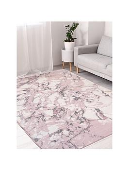 Maestro Marble Effect Rug &Ndash; Pink And Grey
