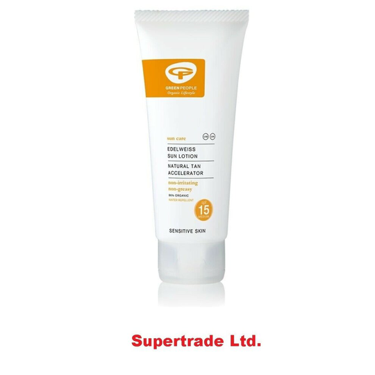 2 X Green People Organic Edelweiss Sun Lotion SPF15 & Tan Accelerator - 100ml
