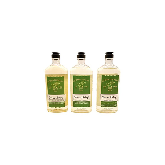 Bath & Body Works Aromatherapy Eucalyptus Spearmint Stress Relief Body Wash & Foam Bath, 10 fl oz per Bottle (3 Pack)