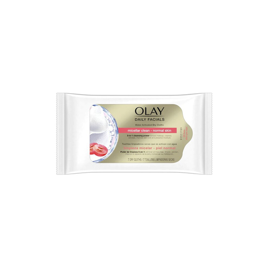Olay Daily Facials Water Activated Dry Cloths Pack of 7 Normal Skin Micellar Cleanse
