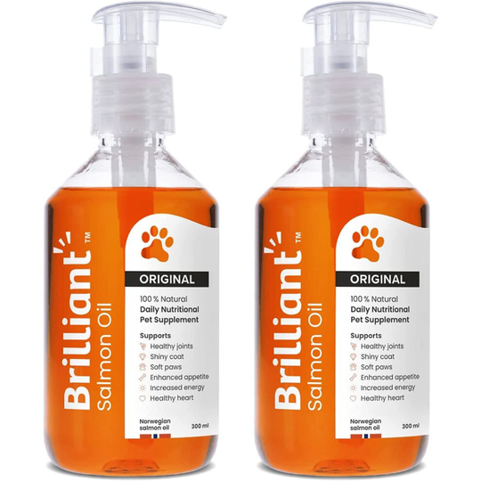 Brilliant Salmon Oil for Dogs, Cats, Puppy, Horse, Pure Omega 3, 6 & 9 Fish Oil Food Supplement Health & Natural Coat Hofseth BioCare (2x300ml)
