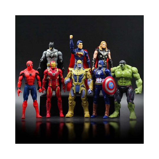 (Spiderman) 8pcs Avengers Thanos Bat Iron Men Captain America Thor Hulk Figures Set Toy