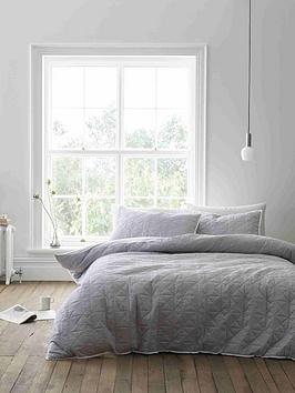 Bianca Fine Linens Diamond Quilted Geometric Duvet Set - Sb - Silver