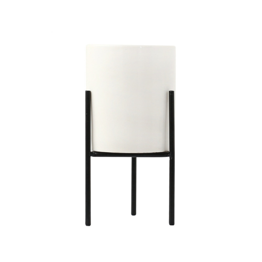 (Black, M) Mini Elevate Plant Stands Nordic Iron Plant Stand Ceramic Flower Pot