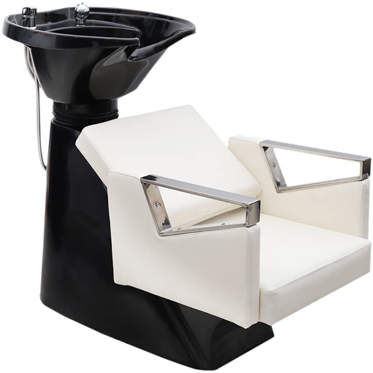 (Black&White) Backwash Barber Chair Hair Salon Hairdressing Basin Sink Chair Shampoo Unit