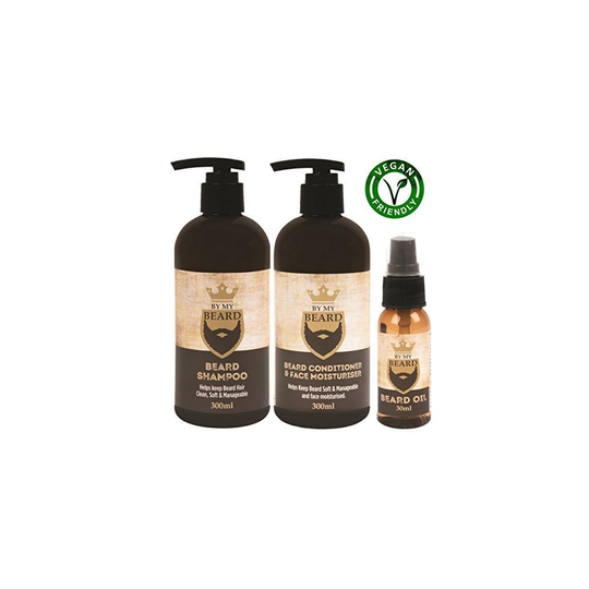 Beard Shampoo Conditioner Face Moisturiser Oil Complete Triple Pack Vegan