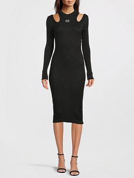 Versace Jeans Couture Cut Out Detail Bodycon Lurex Knit Dress - Black