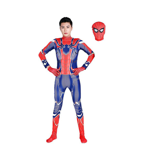 (Jumpsuit+Headcover, Adult M) Avengers Endgame Iron Spiderman PeterParker Cosplay Costume Halloween Jumpsuit