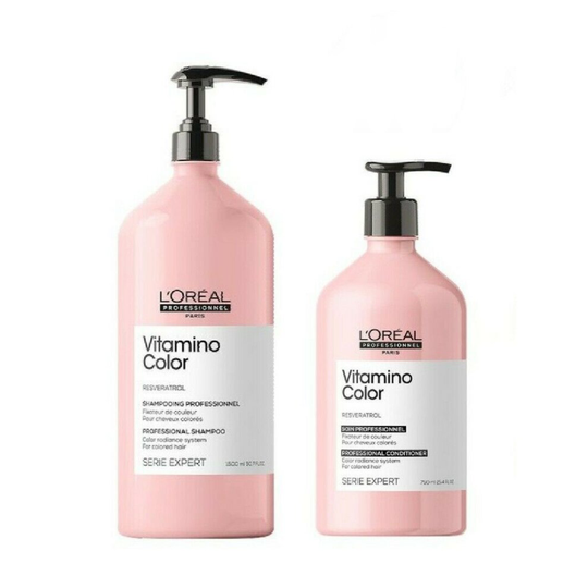 L'Oreal Vitamino Shampoo 1500ml & Conditioner 750ml Duo With Pumps
