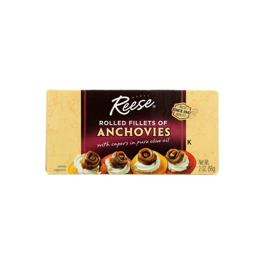 Reese KHFM00132837 Rolled Fillets of Anchovies with Capers in Olive Oil, 2 oz