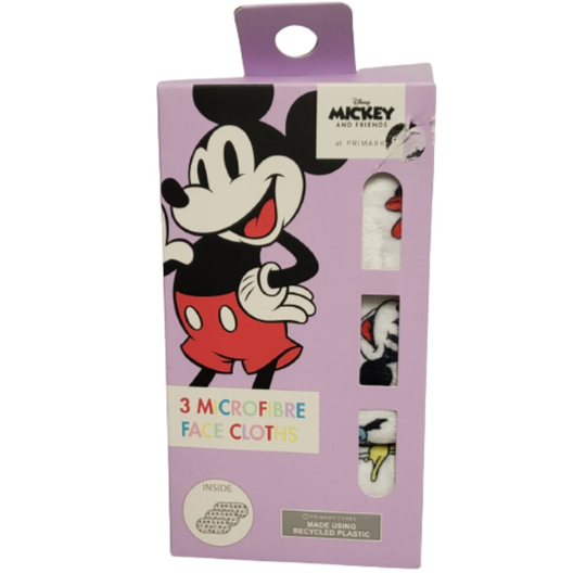 Disney Mickey Mouse Face Cloths Microfibre 3Pack