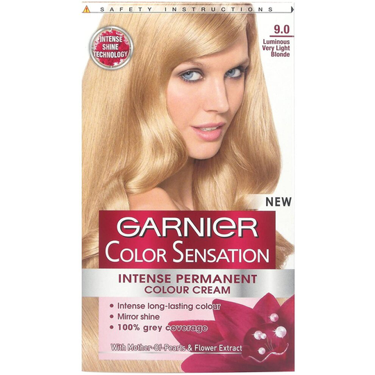 3 x Garnier Color Sensation Intense Permanent Colour Cream 9.0 Luminous Very Light Blonde