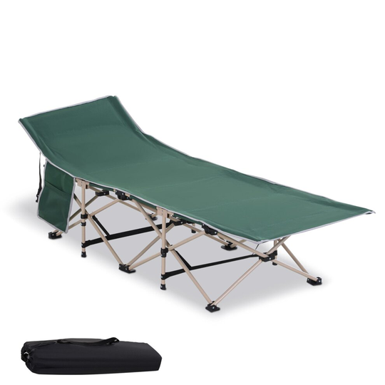 Outsunny Single Portable Military Sleeping Bed Camping Cot Green