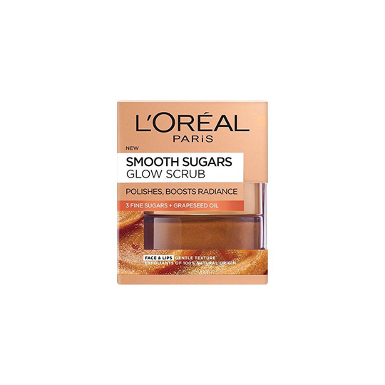 L'Oreal Paris Smooth Sugar Glow Grapeseed Face and Lip Scrub, 50 ml