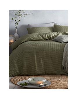 Appletree Loft Westport Waffle Duvet Cover Set - Khaki