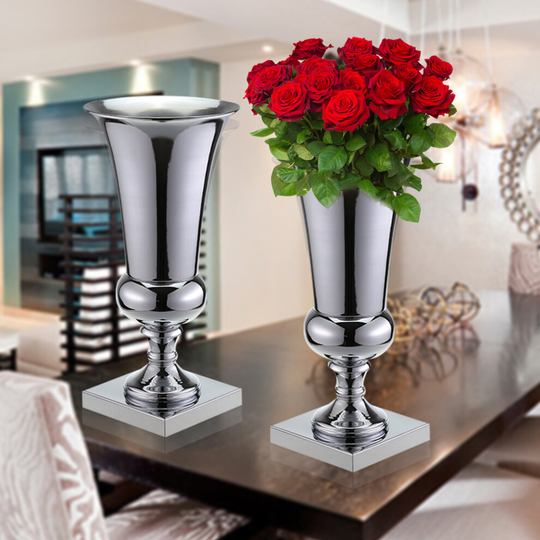 43cm Large Stunning Silver Iron Luxury Flower Vase Urn Wedding Table