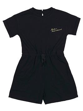 Barbour International Girls Rossin Playsuit - Black, Black, Size 6-7 Years, Women