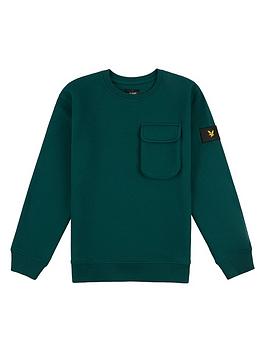 Lyle & Scott Boys Casual Pocket Crew Neck Sweat Top - Deep Blue