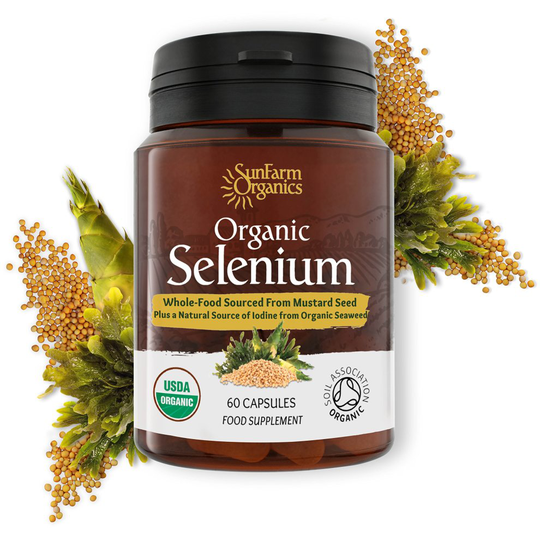 Organic Selenium 200mcg plus Iodine and Silica - Selenium contributes to normal Thyroid and Immune function - 2 Month Supply - Whole Food...
