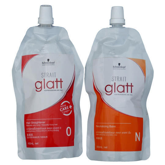 Schwarzkopf Glatt Hair Straightener No. 0 Curly Hair 400ml + Neutralizer 400ml
