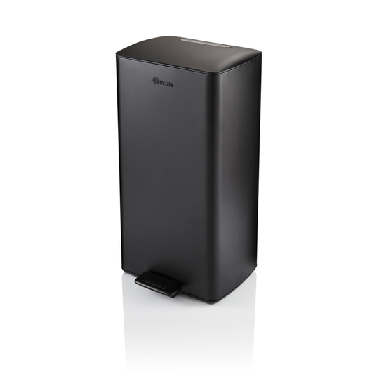Swan Stealth Pedal Bin 30L Iron Matt Finish Soft Closing Lid Easy Clean