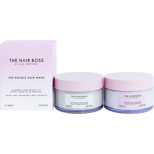 The Hair Boss by Lisa Shepherd Double Hair Mask with Hydrolyzed Keratin and Hyaluronic Acid, 2 x 150ml