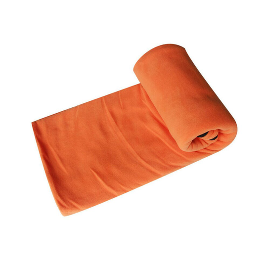 (Orange) Soft Polar Fleece Sleeping Bag Liner Blanket ZIP for Wilderness Camping Hiking