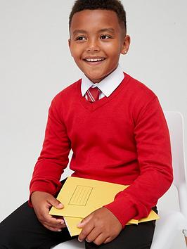 Everyday Unisex 2 Pack V-Neck School Jumper - Red, Red, Size Age: 14-15 Years
