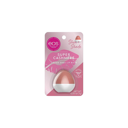 eos Shea + Shade Tinted Lip Balm - Super Cashmere | 24 Hour Hydration | Lip Care to Moisturize Dry Lips | Gluten Free | 0.25 oz