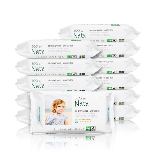 Naty by Nature Babycare ECO Unscented Sensitive Wipes - 12 x Packs of 56 (672 Wipes)