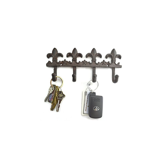 Lulu Decor, Cast Iron Fleur De Lis Key Hook (Key Hook Brown)