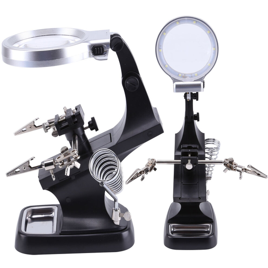 10 LED Stand Clip Helping Hands Magnifying Glass Welding Soldering Iron UK