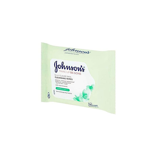Johnson's Face Care Make-up Be Gone Clear Skin Wipes, Pack of 1 x 25