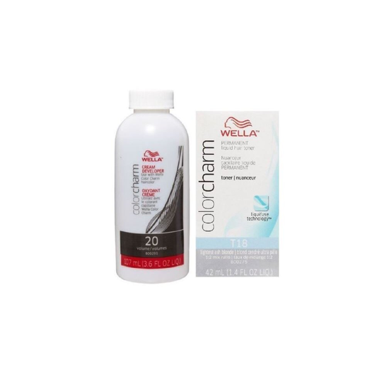 (Wella T18 & Developer) Wella Color Charm T18 Lightest Ash Blonde Toner & Developer
