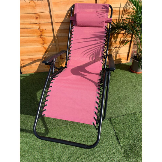 Zero Gravity Garden Chair Blush Pink Relaxer Lounger Head Rest Pillow
