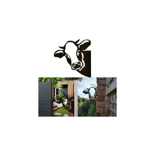 Garden Farm Peeping cow Metal Garden Pendant Decoration Yard Art Decor
