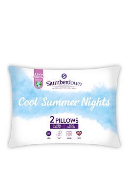 Slumberdown Cool Summer Nights Pack Of 2 Pillows Firm Support - White