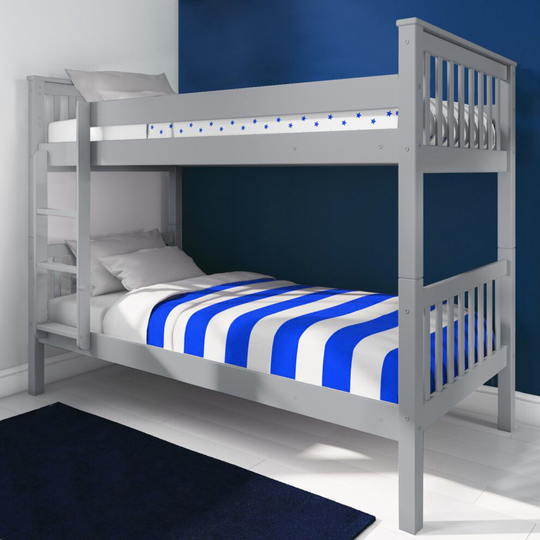 Double Bed Bunk Beds Frame Pine Wood Kids Children Sleeper Bunk Bed Frame Grey