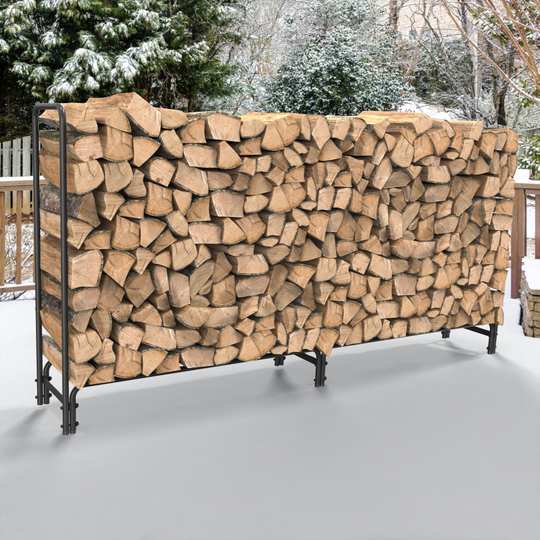 8ft Firewood Rack Heavy Duty Large Wood Bin Holder