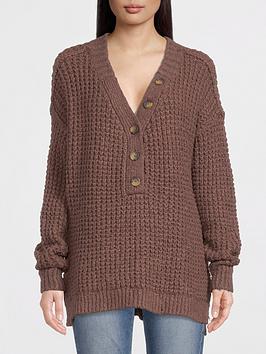 Free People Whistle Thermal Henely Jumper - Brown