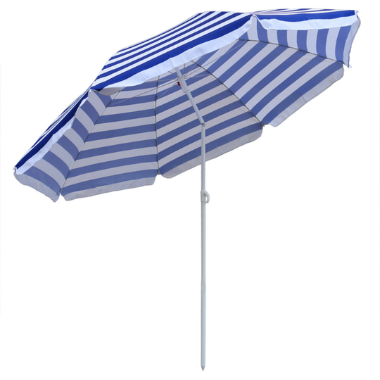 Garden Beach Blue-White Parasol Outdoor Patio Sun Shade Tilting Umbrella 180cm
