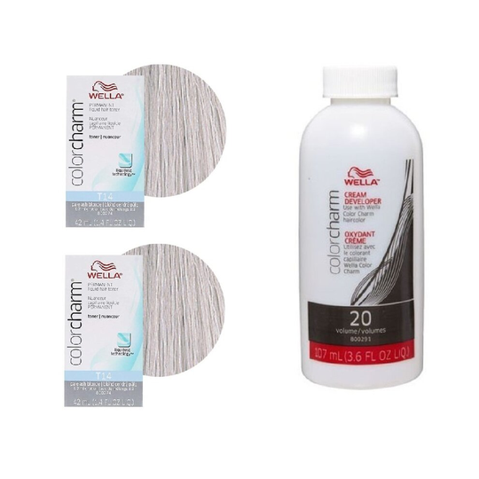 (2pk Pale Ash Blonde With Cream Developer -106ml) Wella Blonde Colour Charm | Permanent Liquid Hair Toners