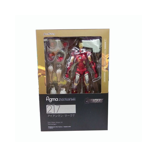 (Red) The Avengers Toy Figma Iron Man Mark 217 EX026 Gold/Red Kids Action Figure Toys
