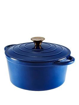 Tower Barbary &Amp; Oak 24 Cm Cast Iron Round Casserole - Blue